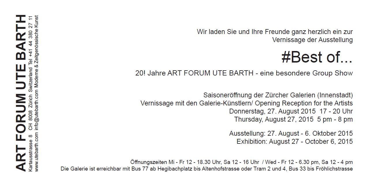 #Best of - Gallery ART FORUM UTE BARTH Zurich 2015