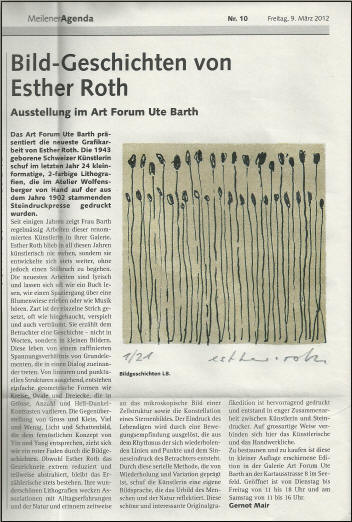 Gernot Mair zu Esther Roth Grafik Edition März 2012