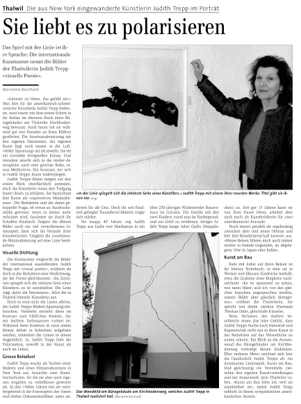 Artikel über Judith Trepp in der Zürichseezeitung März 2009